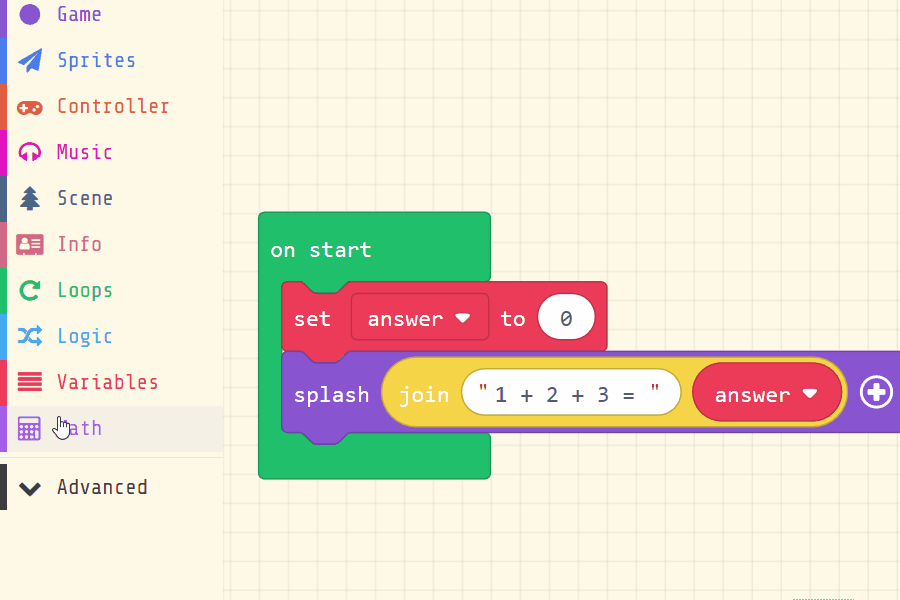animation: adding 3 numbers with blocks
