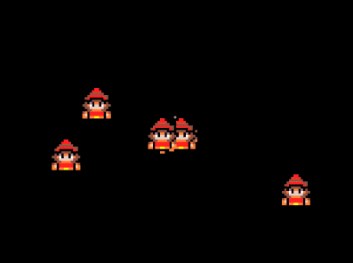Animation of completed task, with sprites following a piazza
