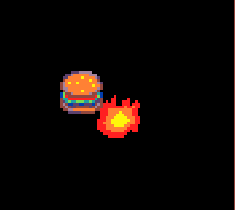 Fire pushing away burger