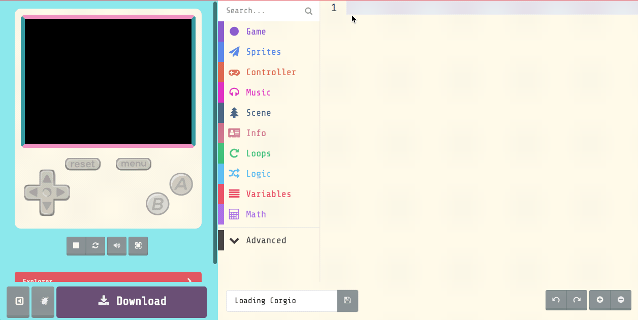Loading Corgio using Extensions menu
