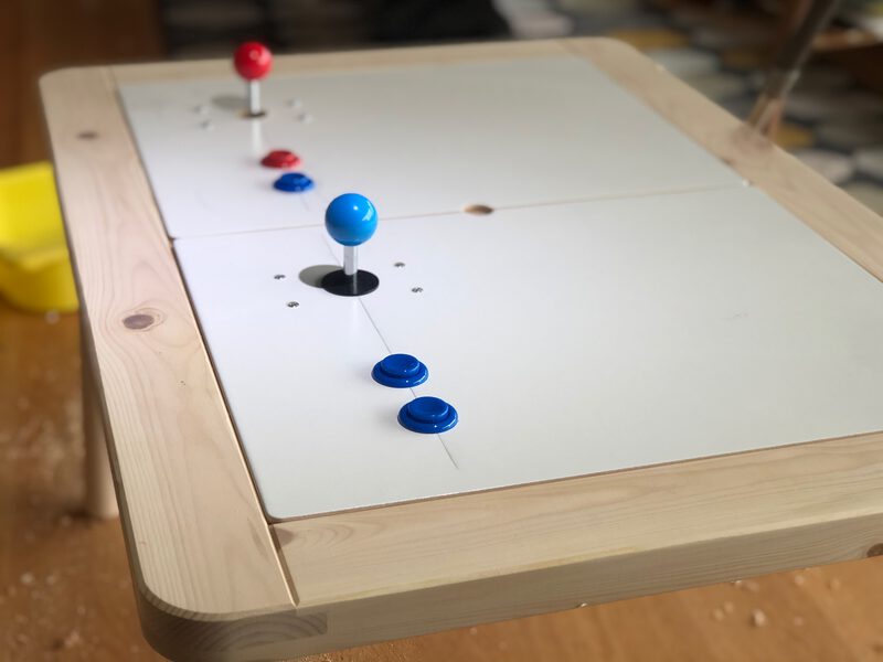 A table with buttons